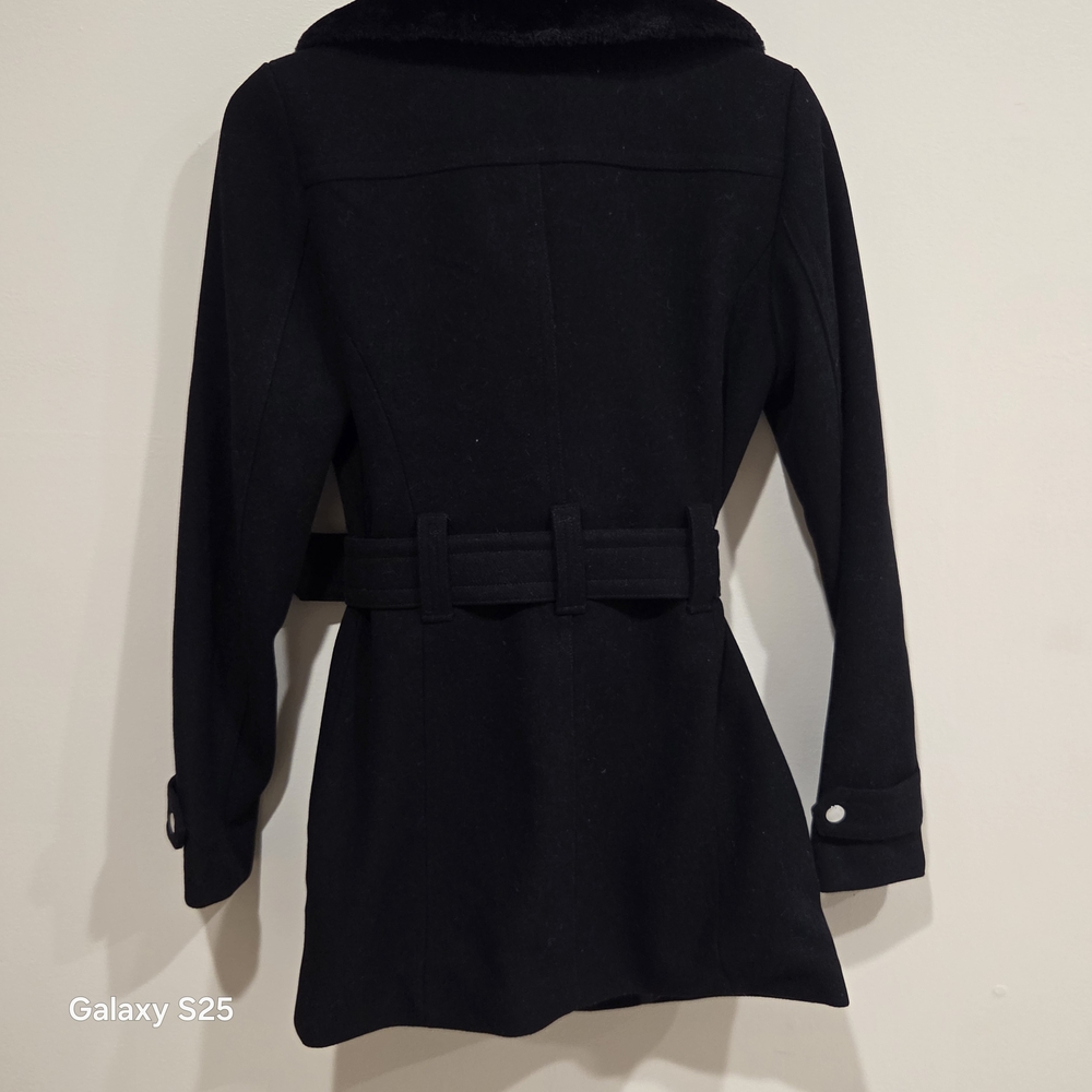 Express Black Trench Coat with Silver Accents - Picture 3 of 4